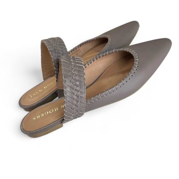Jack Rogers Tinsley Pointed Slides Mules | Gray Whipstitch 8.5 Leather - Picture 9 of 11